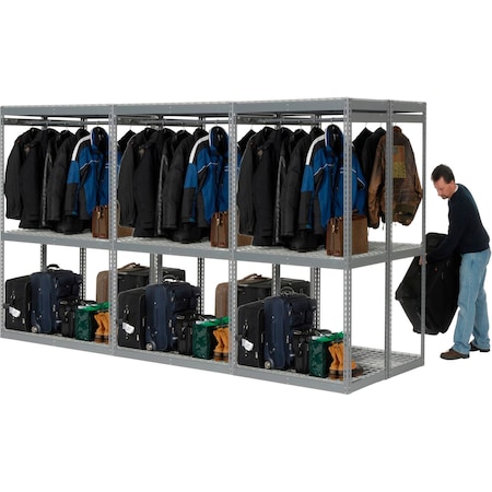 Global Industrial Boltless Luggage Garment Triple Combo Rack, 144inW x 48inD x 84inH 796550